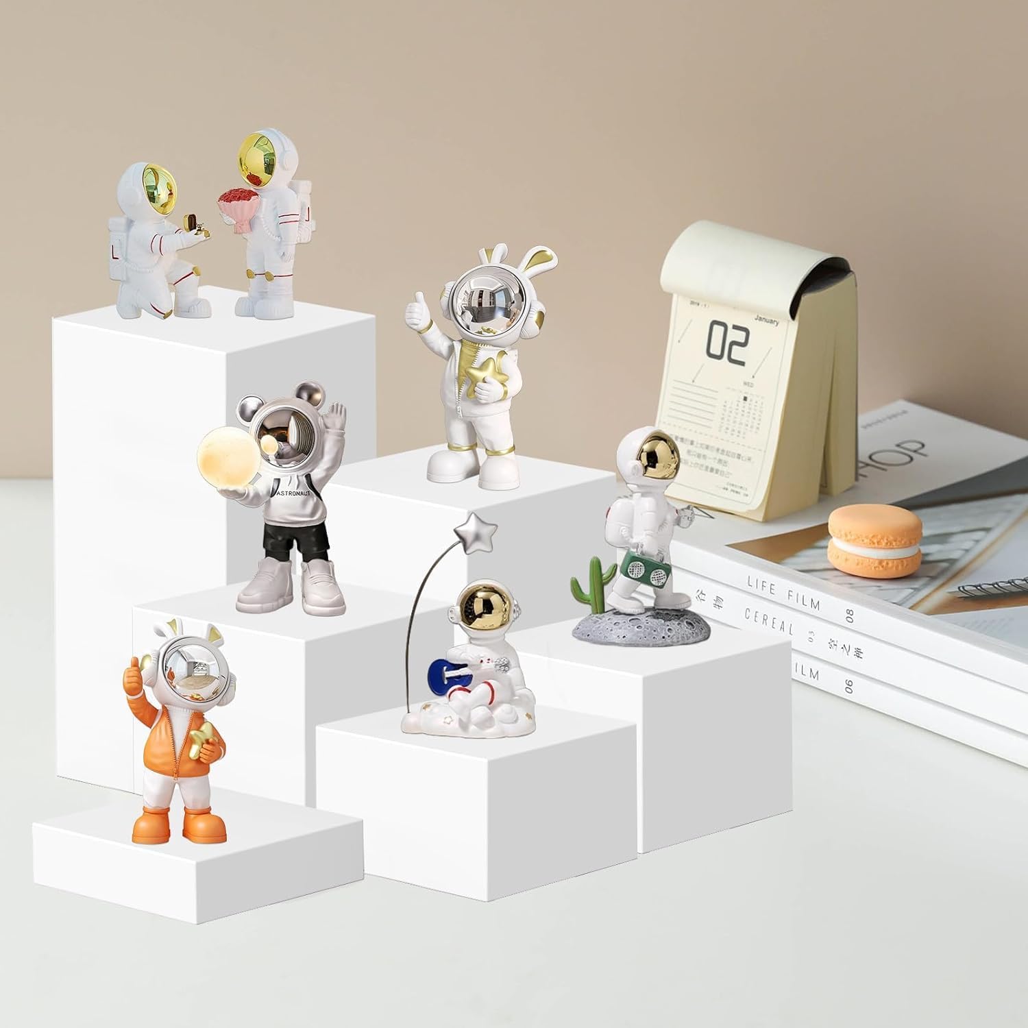 Square Acrylic Display Base for Necklaces / White / Set of 6