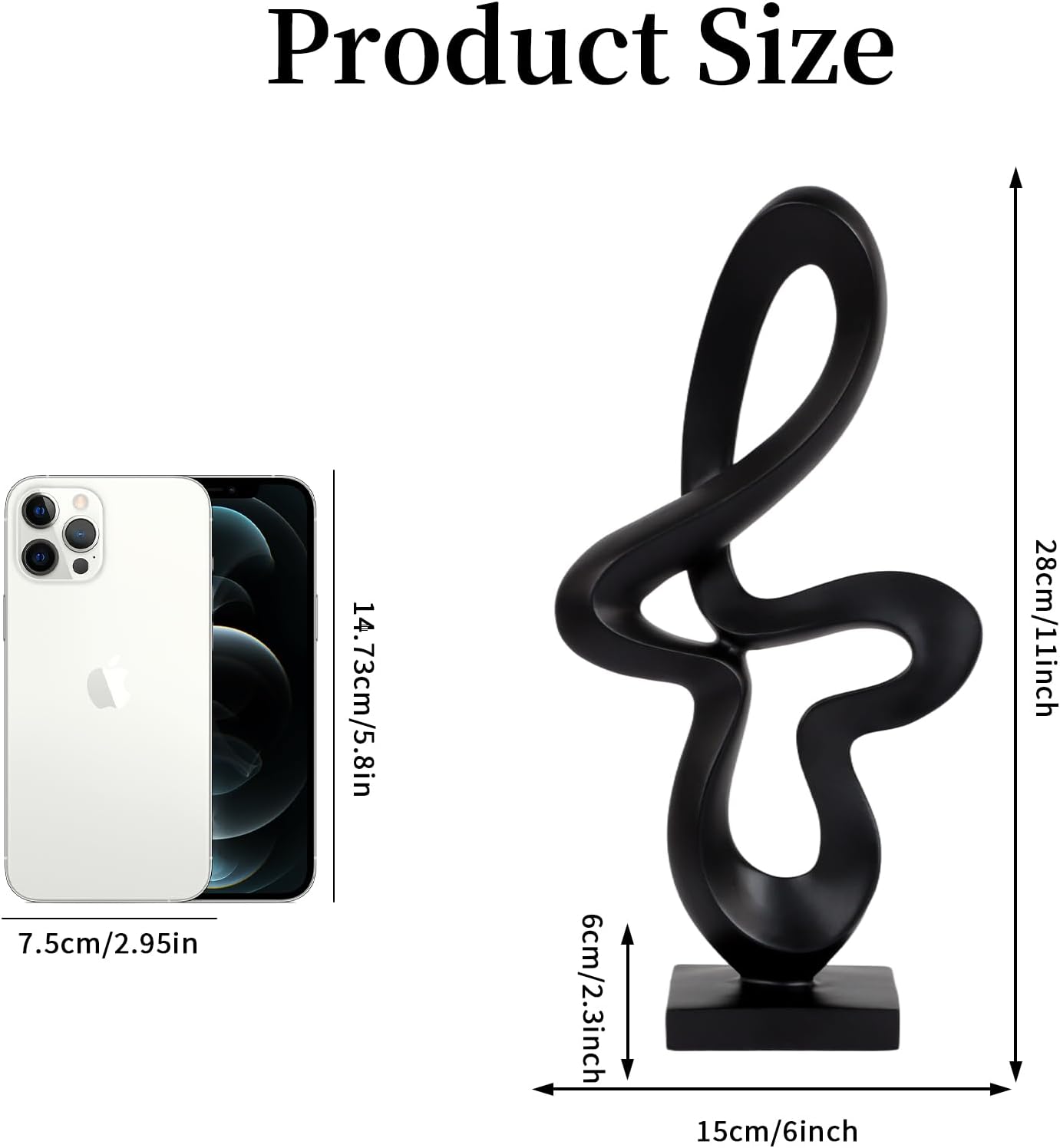 Modern Abstract Ribbon Statue Decor / Black
