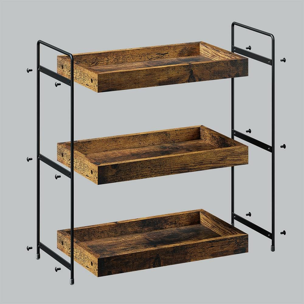 3-Tier Wood Bathroom Counter Organizer, Kitchen Spice Rack | Multi-use Vanity Shelf, Holds Skincare, Makeup, Perfume