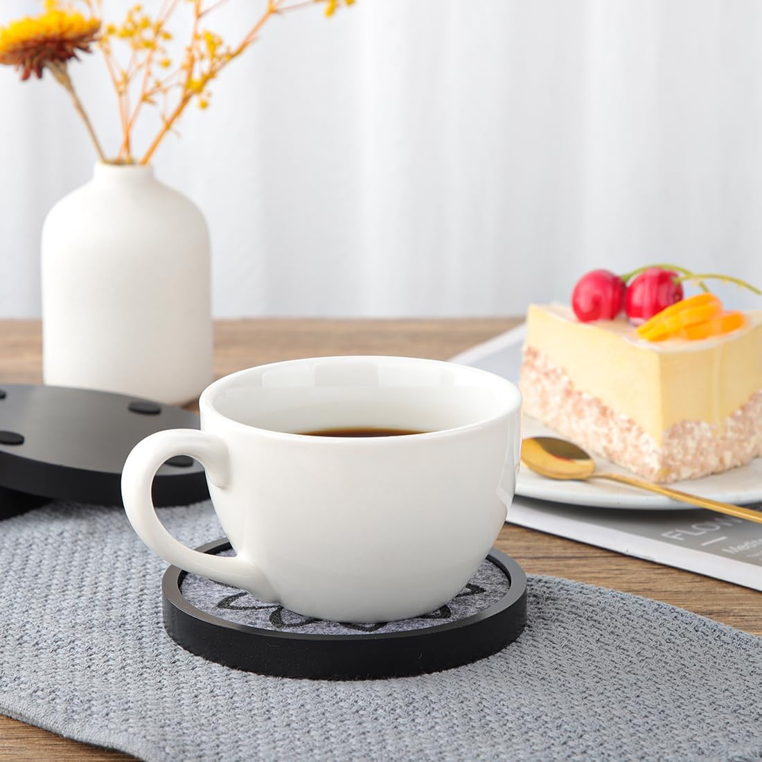 Gray Felt & Holder Non Stick / Black / 4.33 Inch / Set of 6
