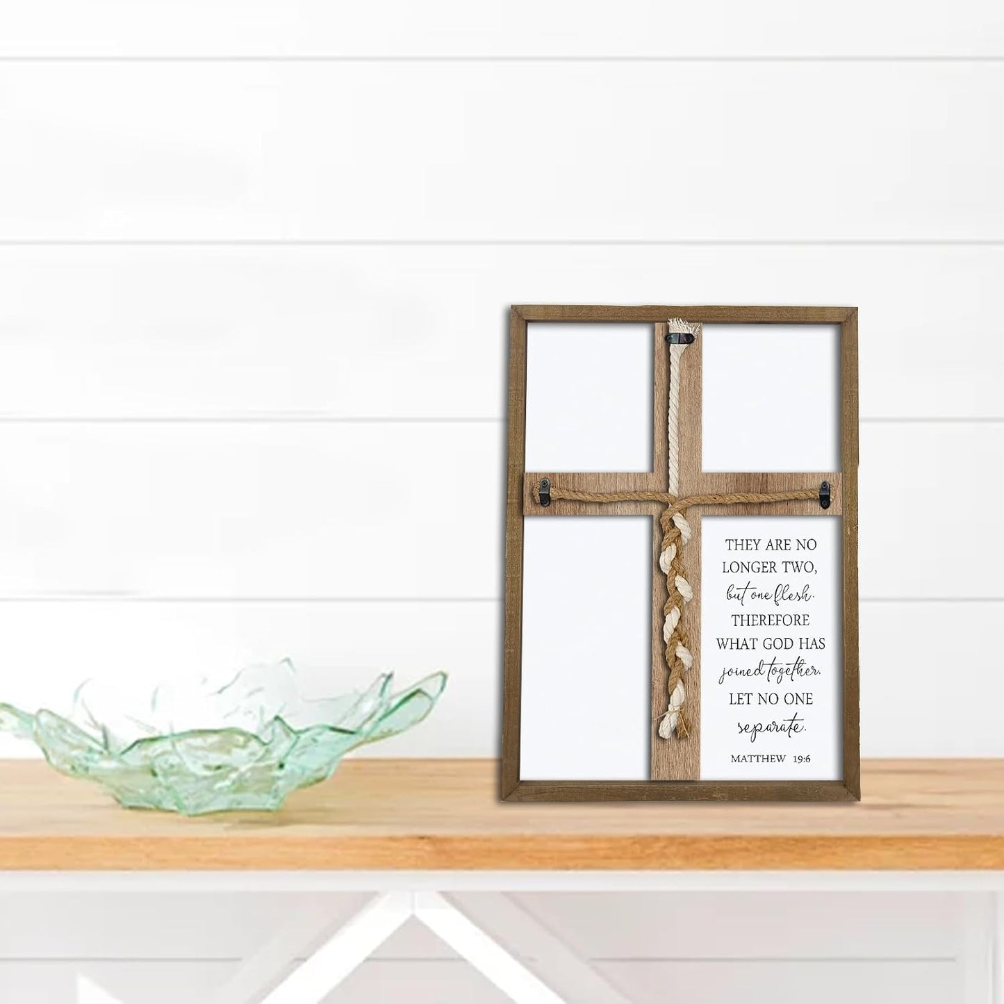 6 What God Has Joined Sign " Cord of Three Strands Braid / 15"lx10"wx1.1"h / Wood Matthew / 15 x 10