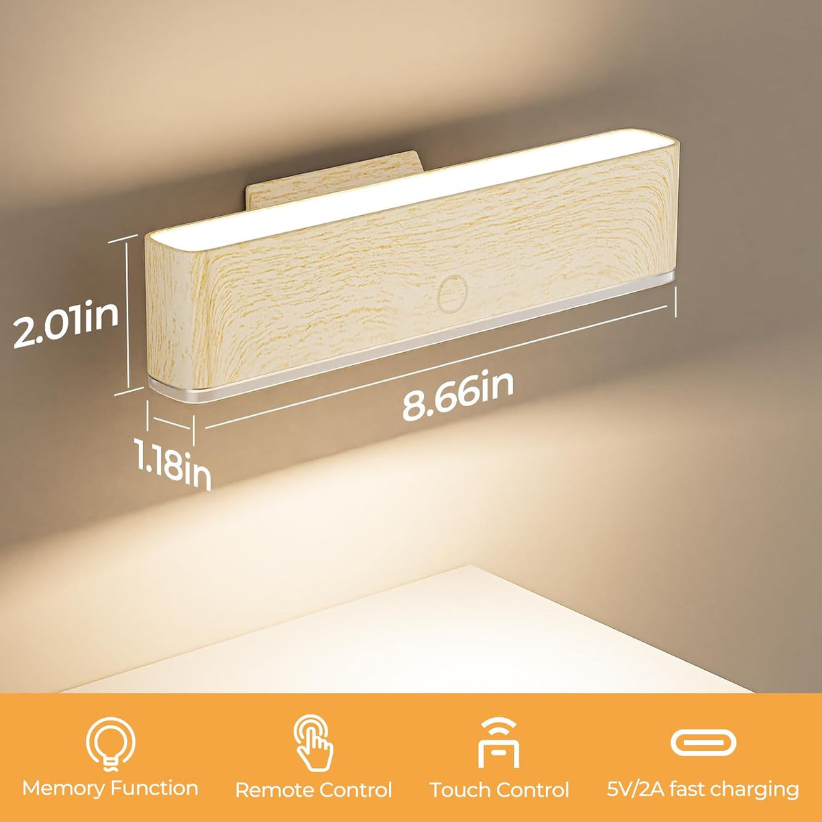 MOITA Magnetic Wireless Battery Operated Wall Sconce, Rechargeable Remote Control & Touch Control Wall Sconces Set of