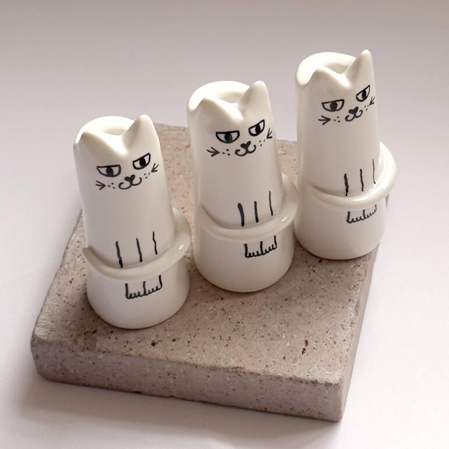 Cat Flower Vase Bud Ceramic Mini Handmade Tiny Vases / Cat Vase / Set of 3