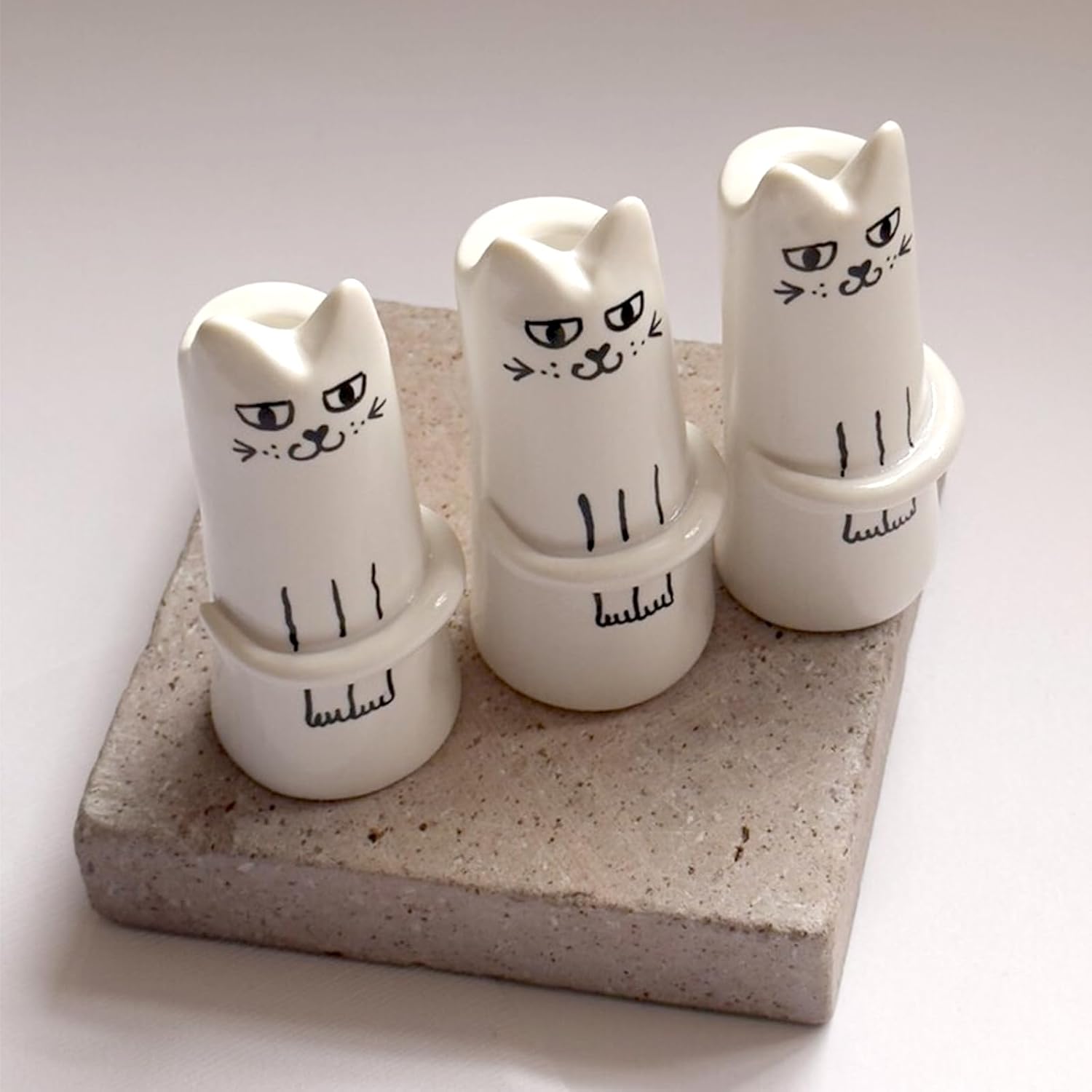 Cat Flower Vase Bud Ceramic Mini Handmade Tiny Vases / Cat Vase / Set of 3