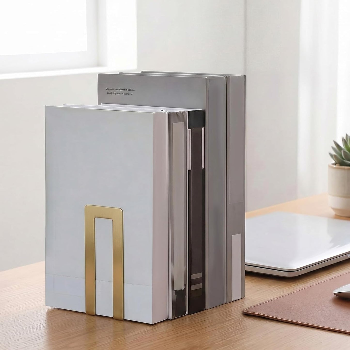 Modern Metal Book Ends / Square / Gold / Set of 6