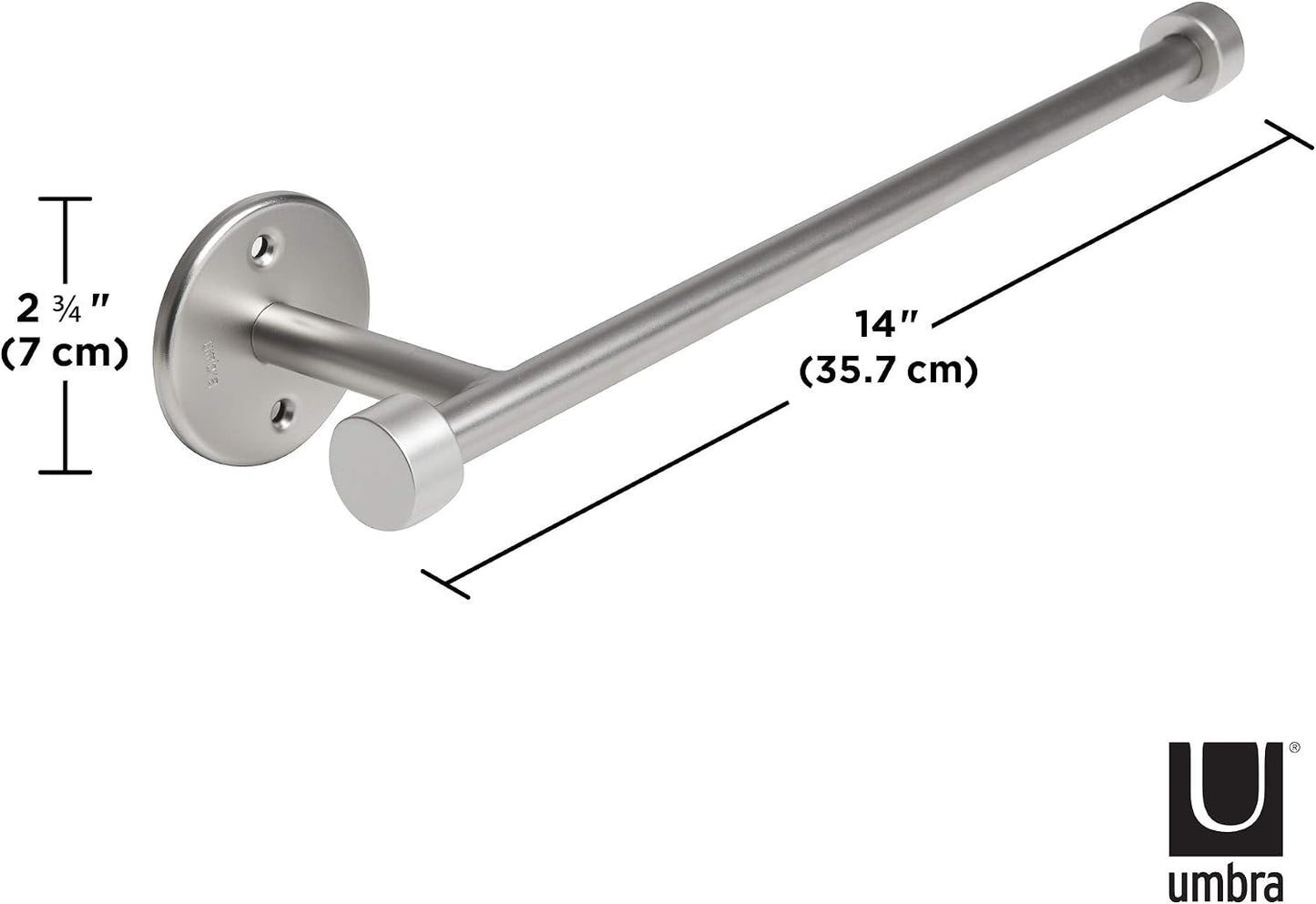 Umbra Cappa Wall Mount or Under the Counter Paper Towel Holder, 14" L x 4" W x 2.6" H, Nickel