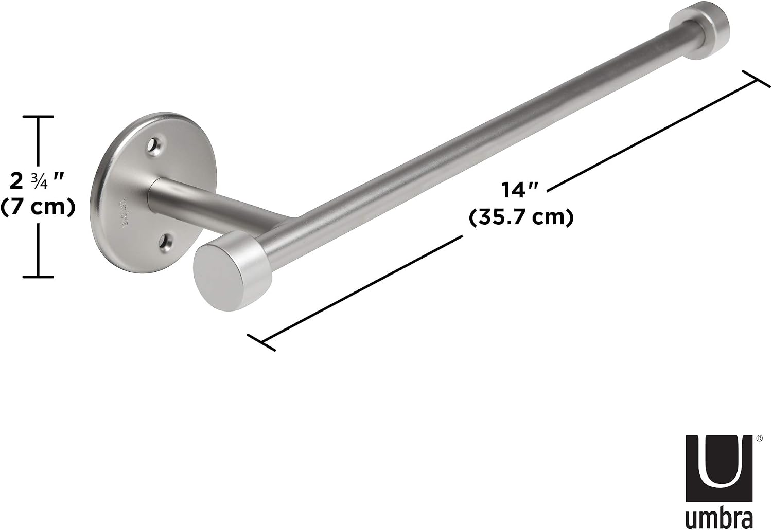 Umbra Cappa Wall Mount or Under the Counter Paper Towel Holder, 14" L x 4" W x 2.6" H, Nickel