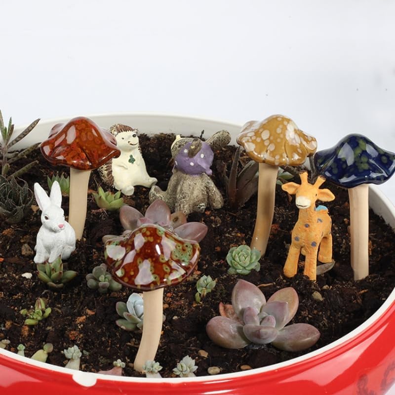 Plant Decorations / 4.7" Lawn Ornaments Fake Mushrooms / Set of 8