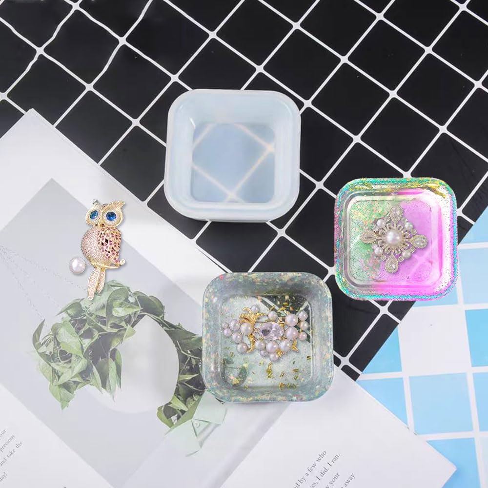 Square Shape Silicone Jewelry Tray Molds Mini Bowl Silicone Mold Decorative Dish / Set of 4