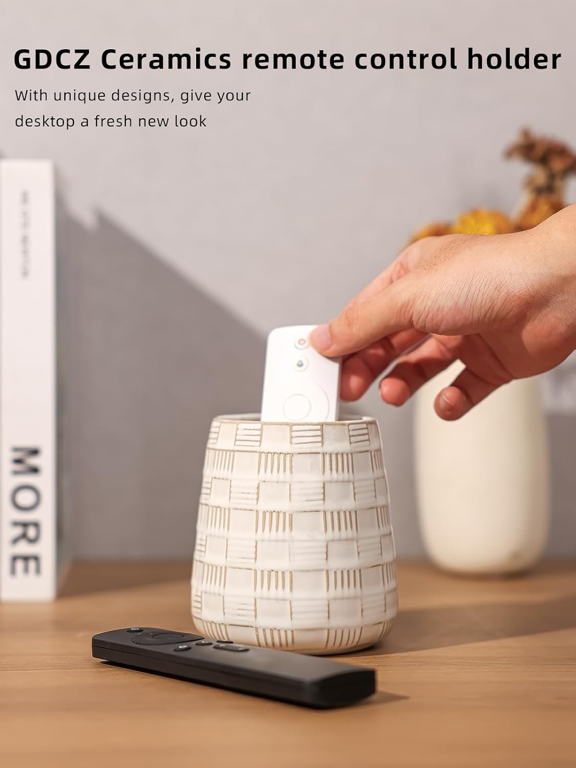 Ceramic TV Remote Control Holder / White