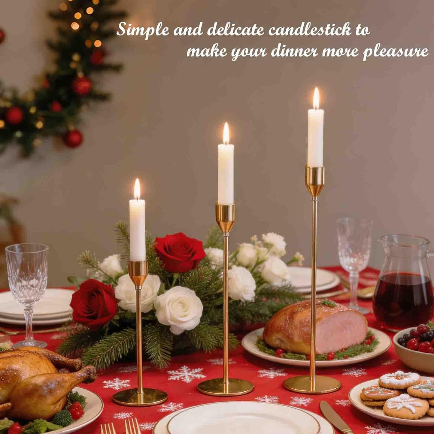 Gold Candlestick Holders, Set of 18 Taper Candles Holder for Candlestick Metal Candle Sticks Holders Stand Candelabra