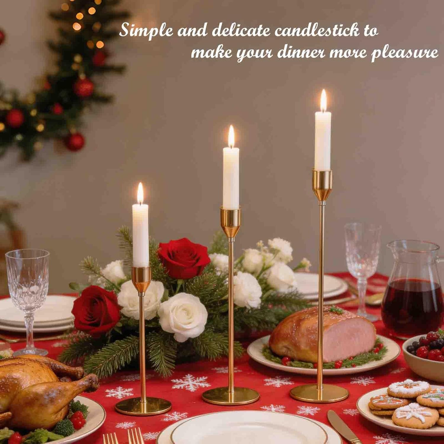 Gold Candlestick Holders, Set of 18 Taper Candles Holder for Candlestick Metal Candle Sticks Holders Stand Candelabra