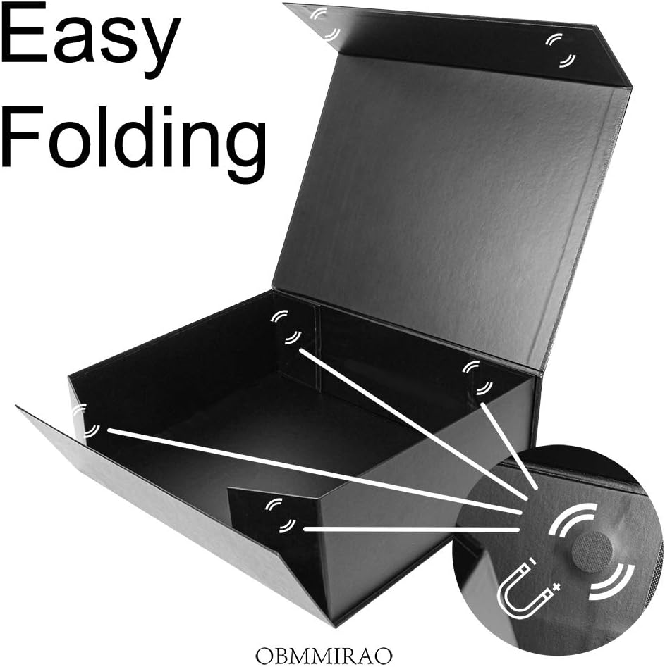 Foldable Magnetic Gift Boxes / Black / 13 x 9 x 4 / Set of 2