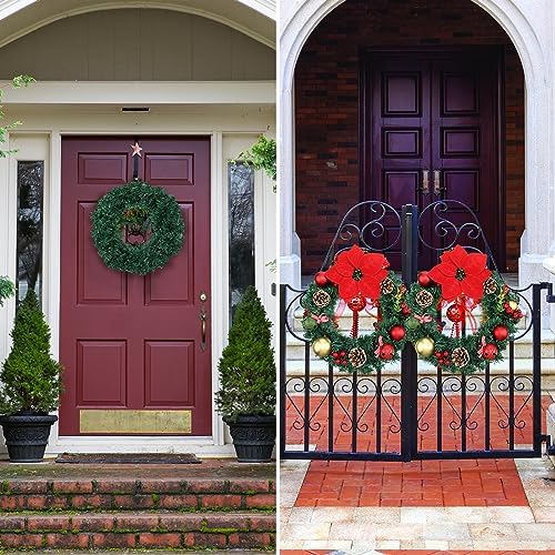 8 Pcs Christmas DIY Green Artificial Wreaths Bulk, 14 Inch, Classic