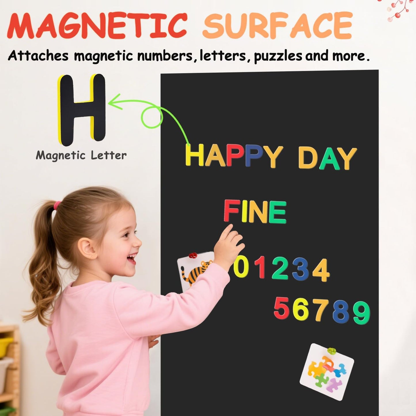 Magnetic Wall Decal Magnetic Wall Decal Chalkboard Magnet / 17.5"W x 47.2"H / Black / 47.2 x 17.5