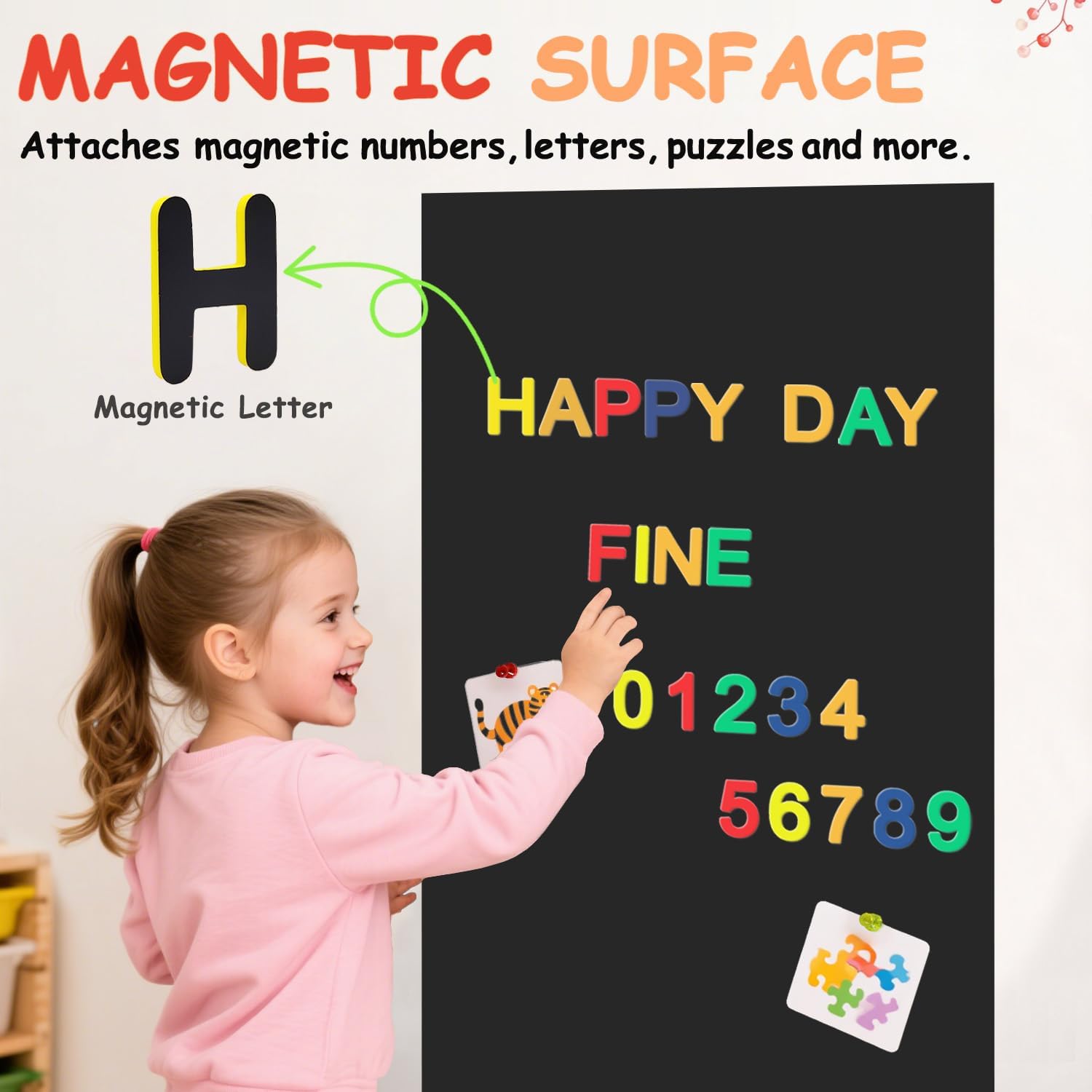 Magnetic Wall Decal Magnetic Wall Decal Chalkboard Magnet / 17.5"W x 47.2"H / Black / 47.2 x 17.5