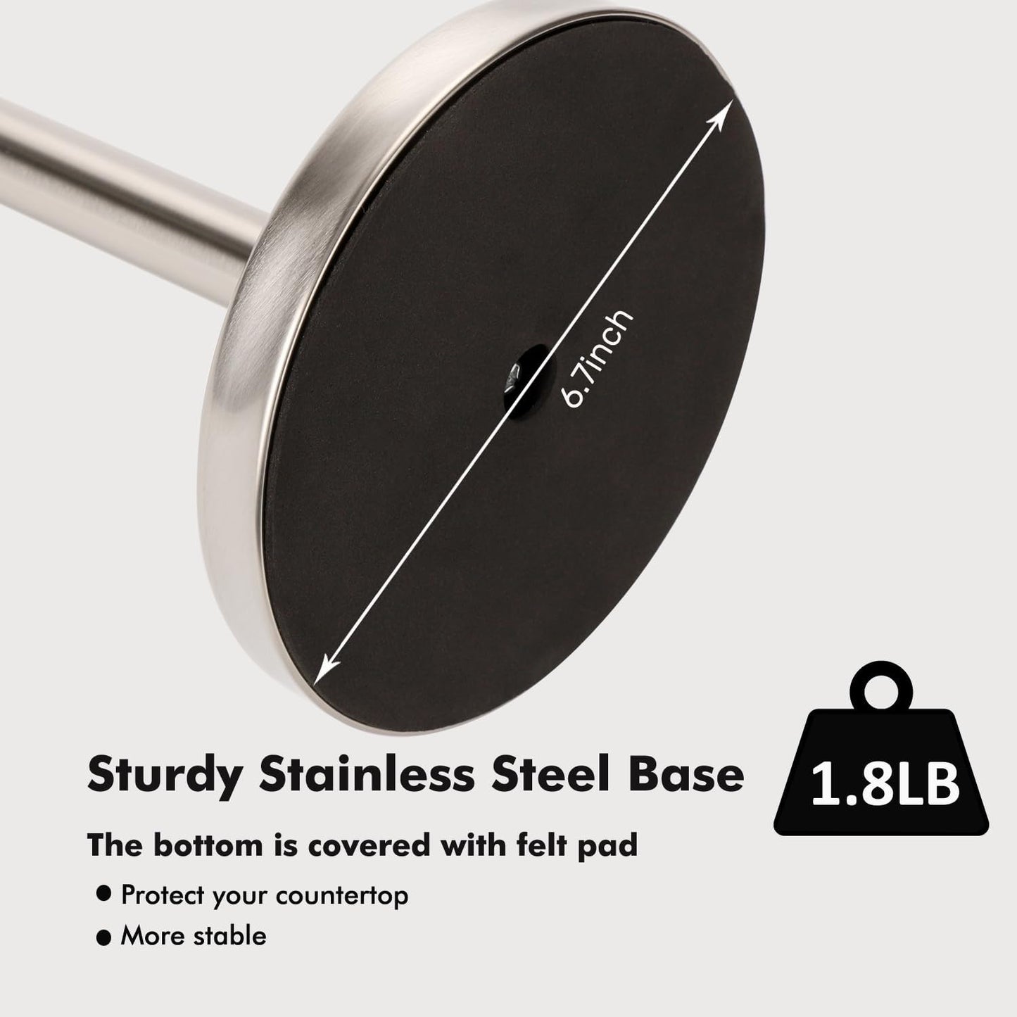 Exilon Paper Towel Holder Countertop with Weighted Base, One-Handed Design No Tipping Over, Stainless Steel Paper Towel
