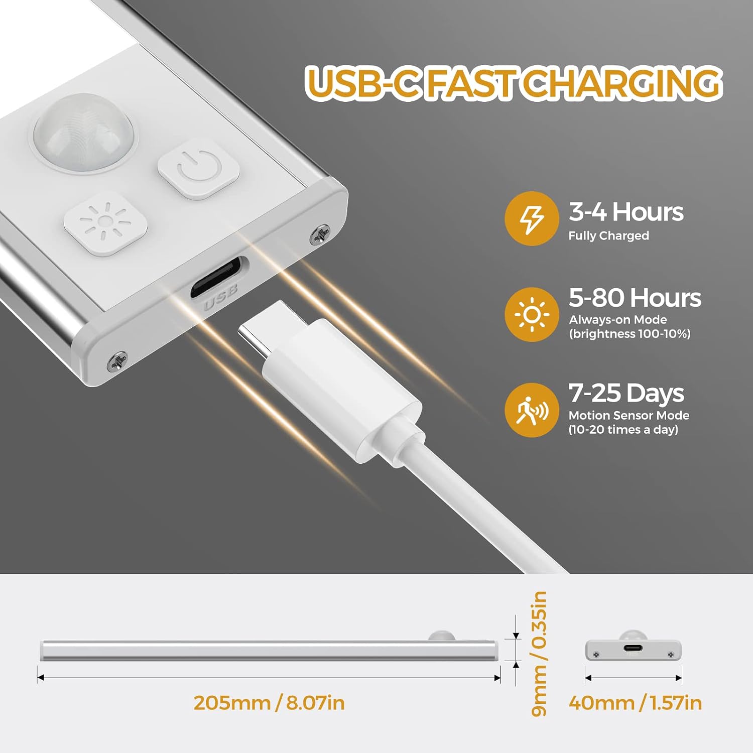 3 Pack Under Cabinet Lights, 32 LED Warm White Rechargeable Under Cabinet Lighting Motion Sensor LED Lights for