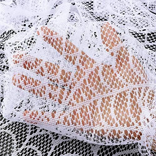 AerWo Halloween Fireplace Mantel Scarf, Halloween Decorations White Lace Spiderweb Fireplace Cover Festive Party Supplies,18 x 98 inch