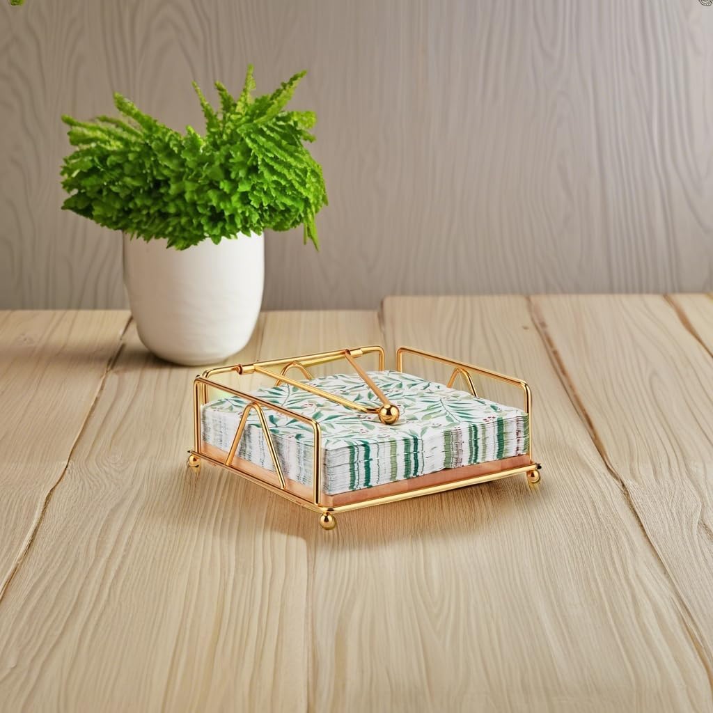 Modern Cast Iron Napkin Holder / Gold