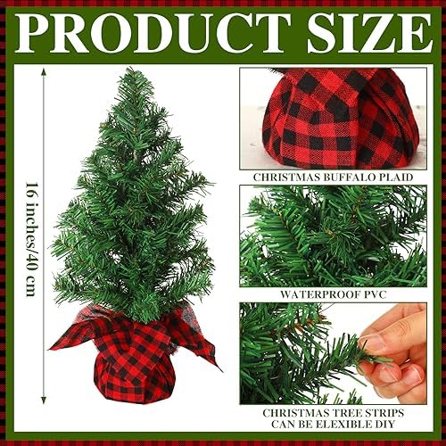 Ceenna 6 Pcs Mini Artificial Christmas Trees Tabletop Unlit,15.75 Inch