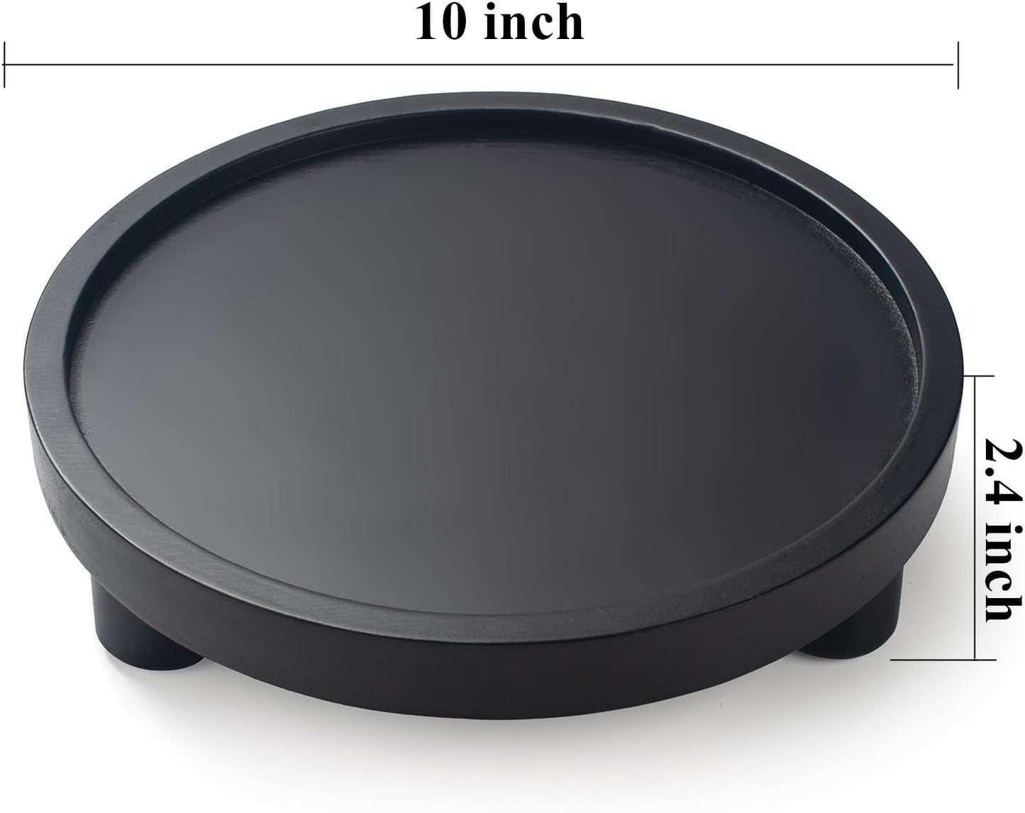 Round Wooden Tray Decor / Round - Black / Set of 2