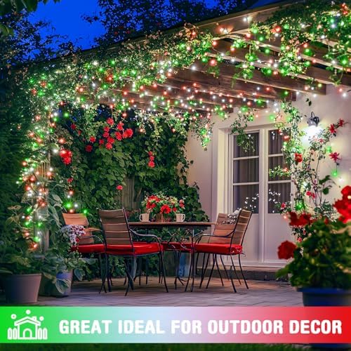 JMEXSUSS Connectable Red White and Green Christmas Lights