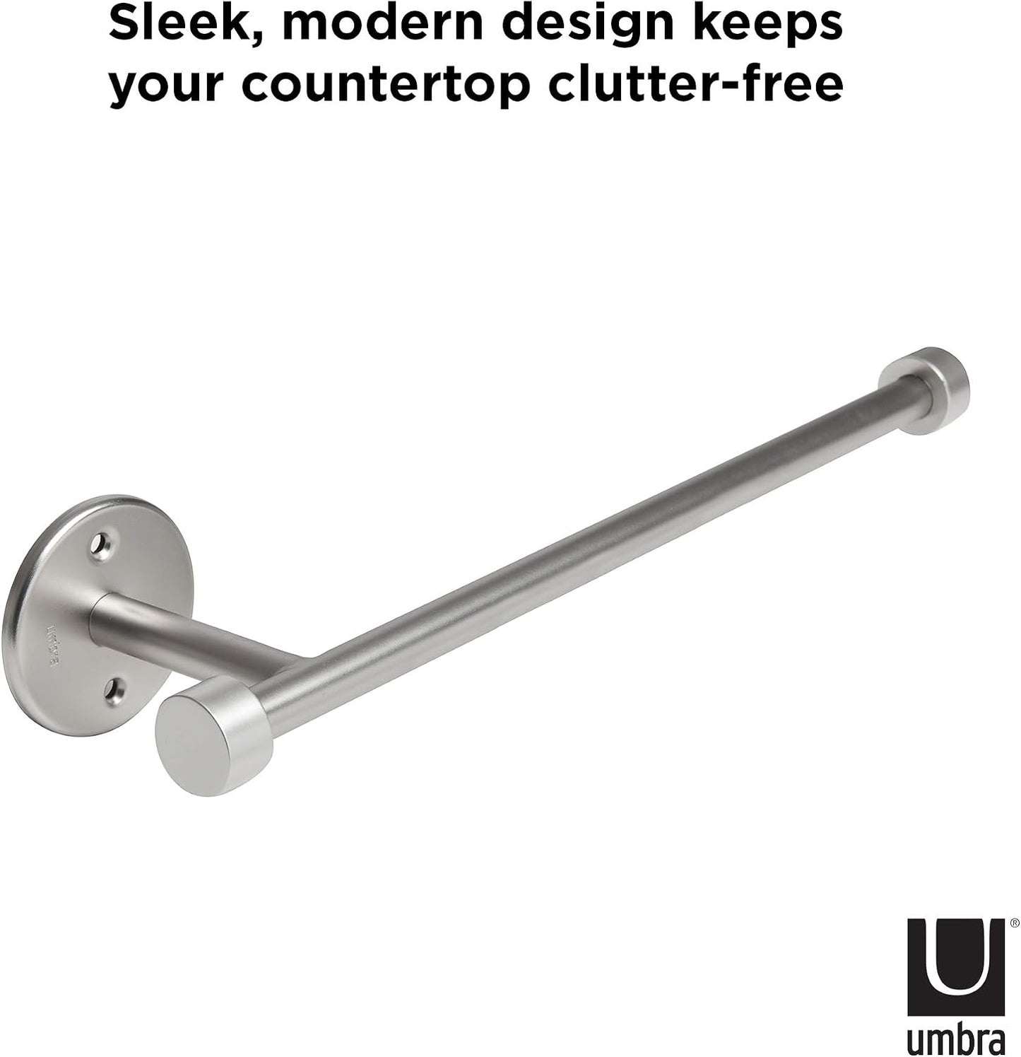 Umbra Cappa Wall Mount or Under the Counter Paper Towel Holder, 14" L x 4" W x 2.6" H, Nickel