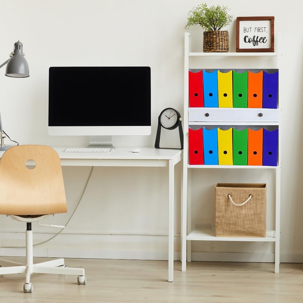 Evelots Magazine File Holder -Set of 6 Multi Color- Office Desk Organizer - Sturdy Cardboard - New Upgraded Double