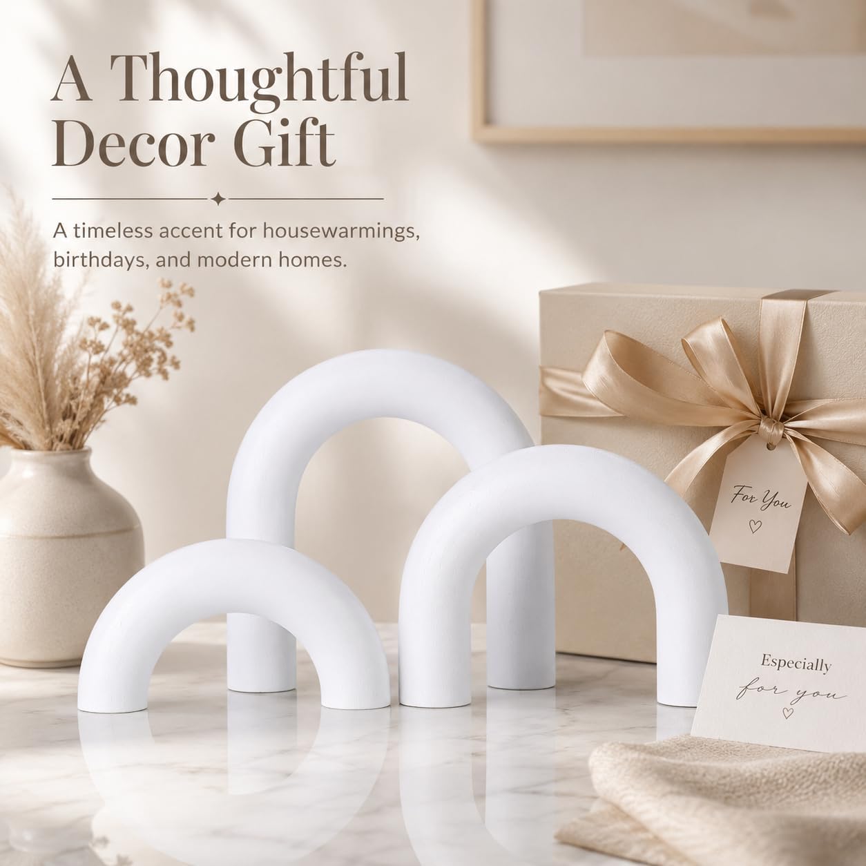 Wood Statue and Sculpture Set 3 / White