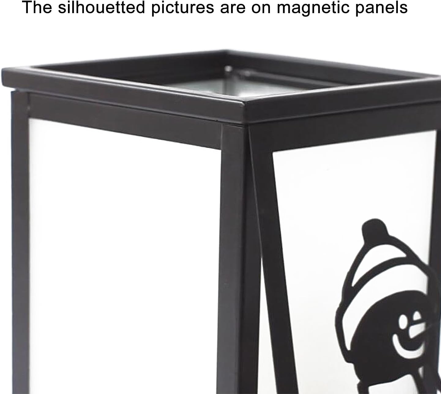 Decorative Led Candle Lantern with Timer Rustic Candle Lantern with Twelve Magnetic Seasonal Themed Panels ,5 x 5 x