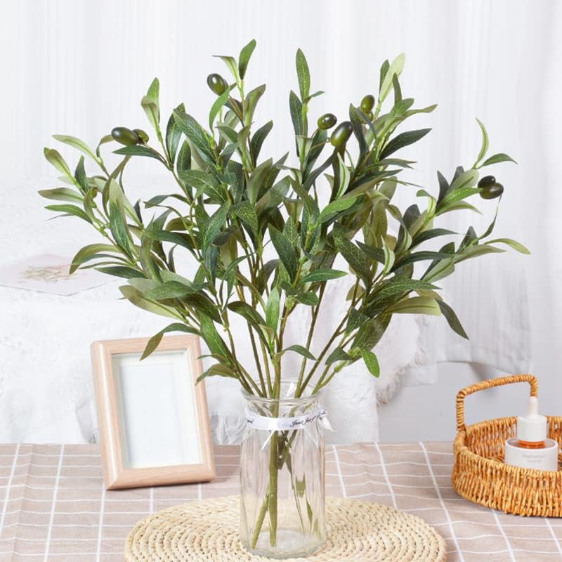 Artificial Olive Branches for Vases Faux Olive Branch Stems Leaves / 19 Inch / Set of 4