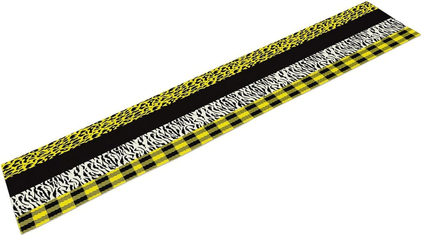 Leopard Print Table Runner Yellow Black Zebra Stripe Cheetah Print African Wildlife Pattern Geometric Splice Pattern