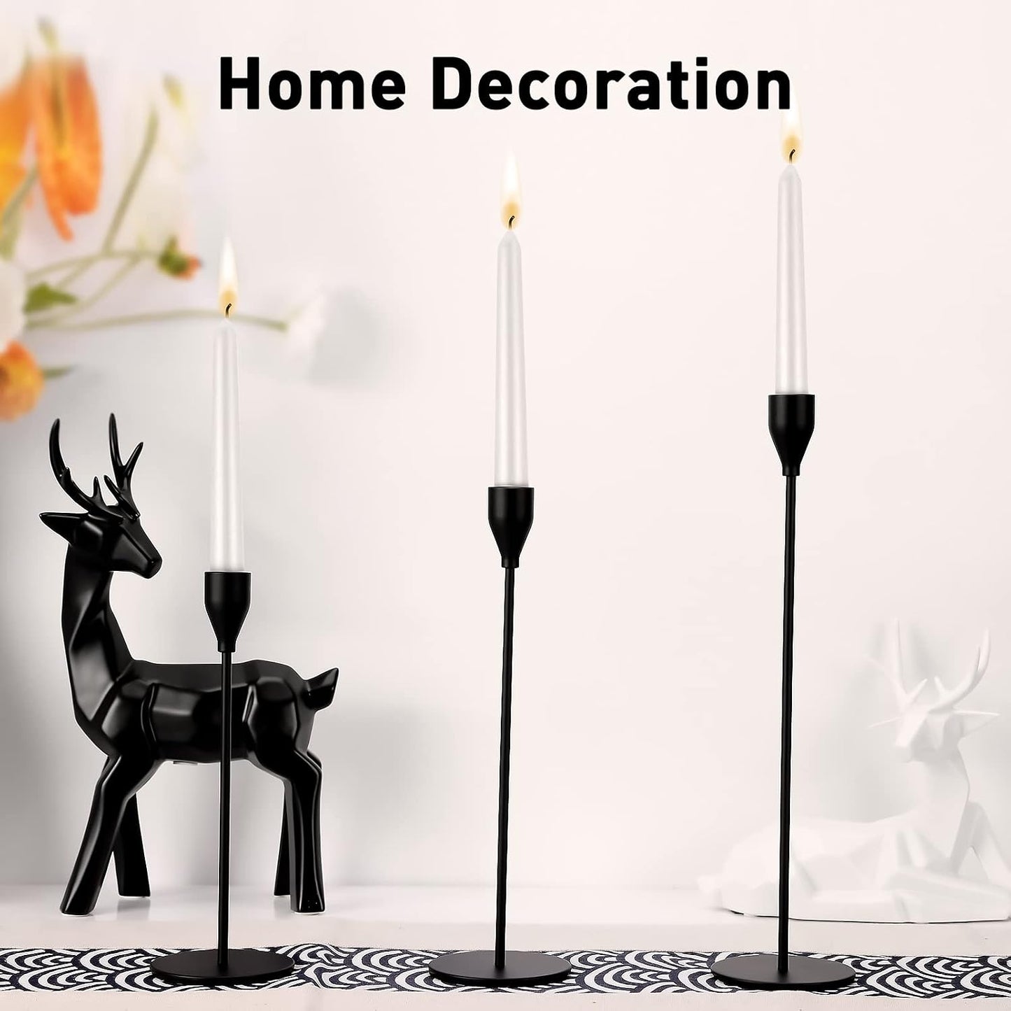 Black Candlestick Holder Set of 24 for Taper Candles, Decorative Candle Holders Bulk Candle Stick Holders Taper Candle