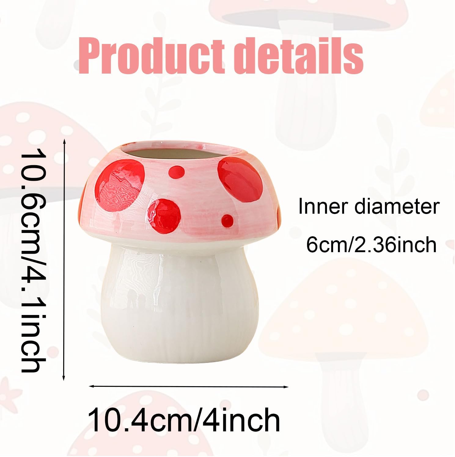 Mushroom Shaped Ceramic Pen Holder / PINK