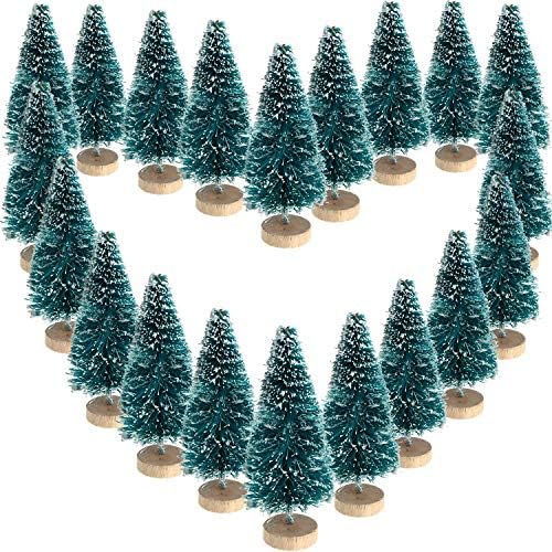 Sumind 48 Pcs Mini Christmas Trees, Artificial Sisal Mini Pine, Blue Green