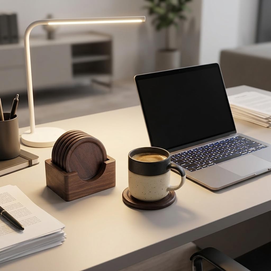 Holder / Modern Coaster Set / Black Walnut / Set of 6