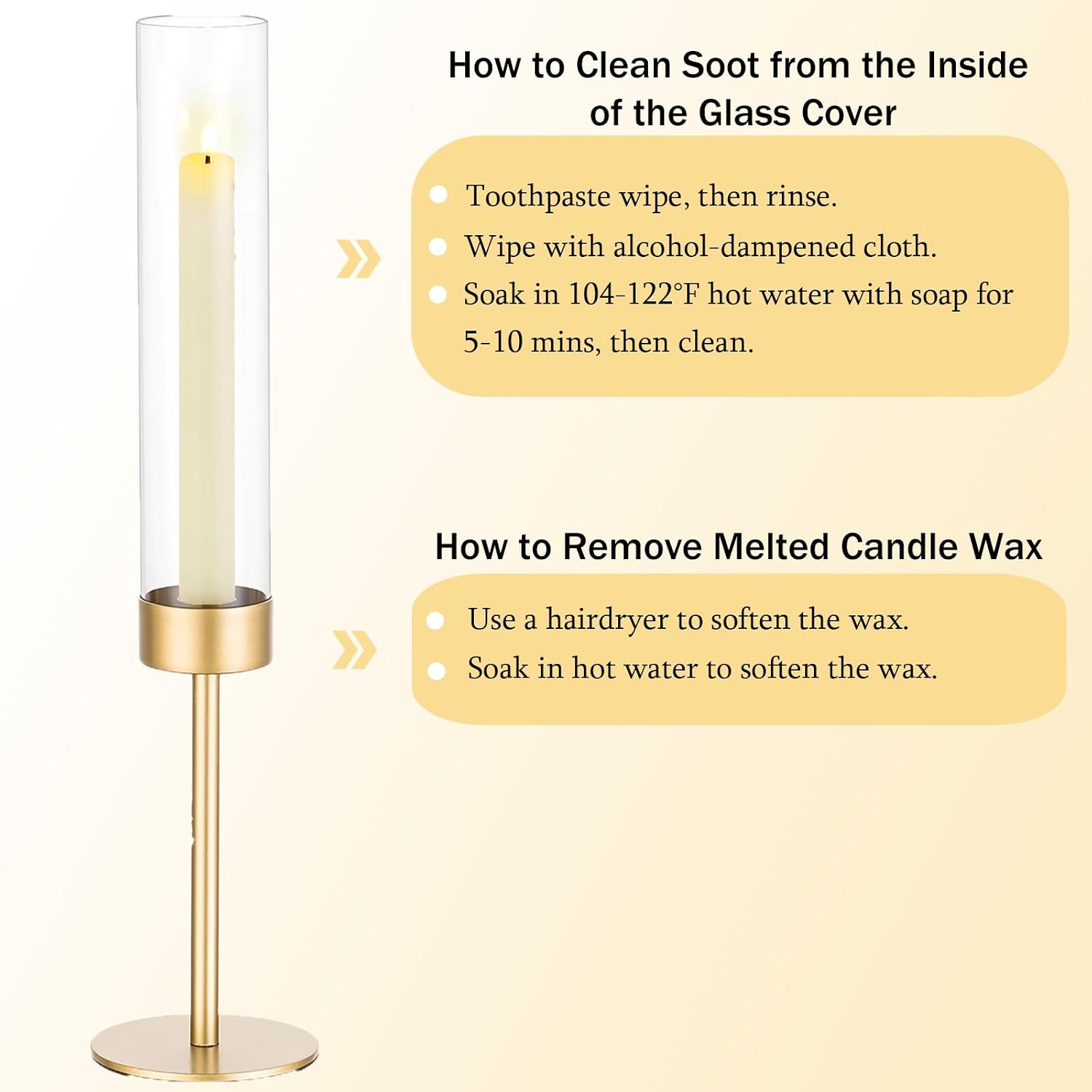 Romadedi Glass Hurricane Candle Holders for Candlestick, Gold, Set of 6 | Removable Borosilicate Clear Glass Cylinder