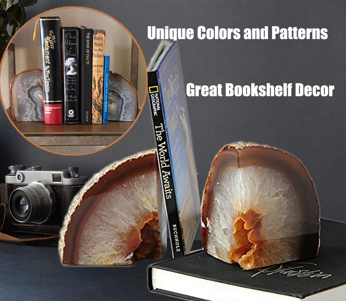 Agate Bookends / Nature / 2-3LBS / Brown