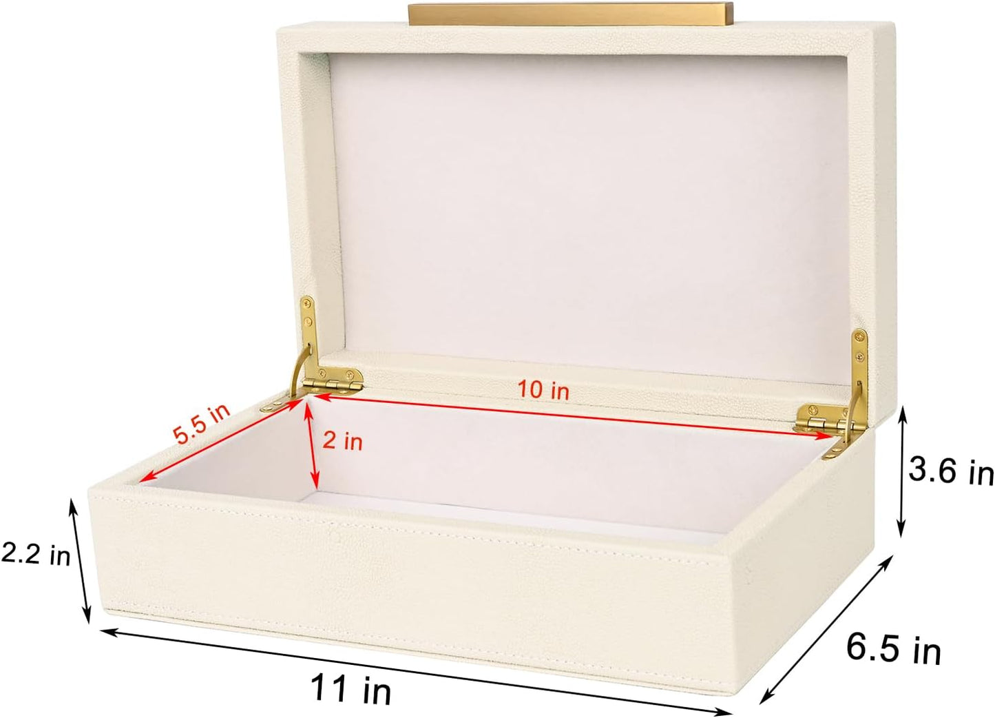 Beige Shagreen box Faux Leather Decorative Boxes / 11 In / Beige+gold Handles