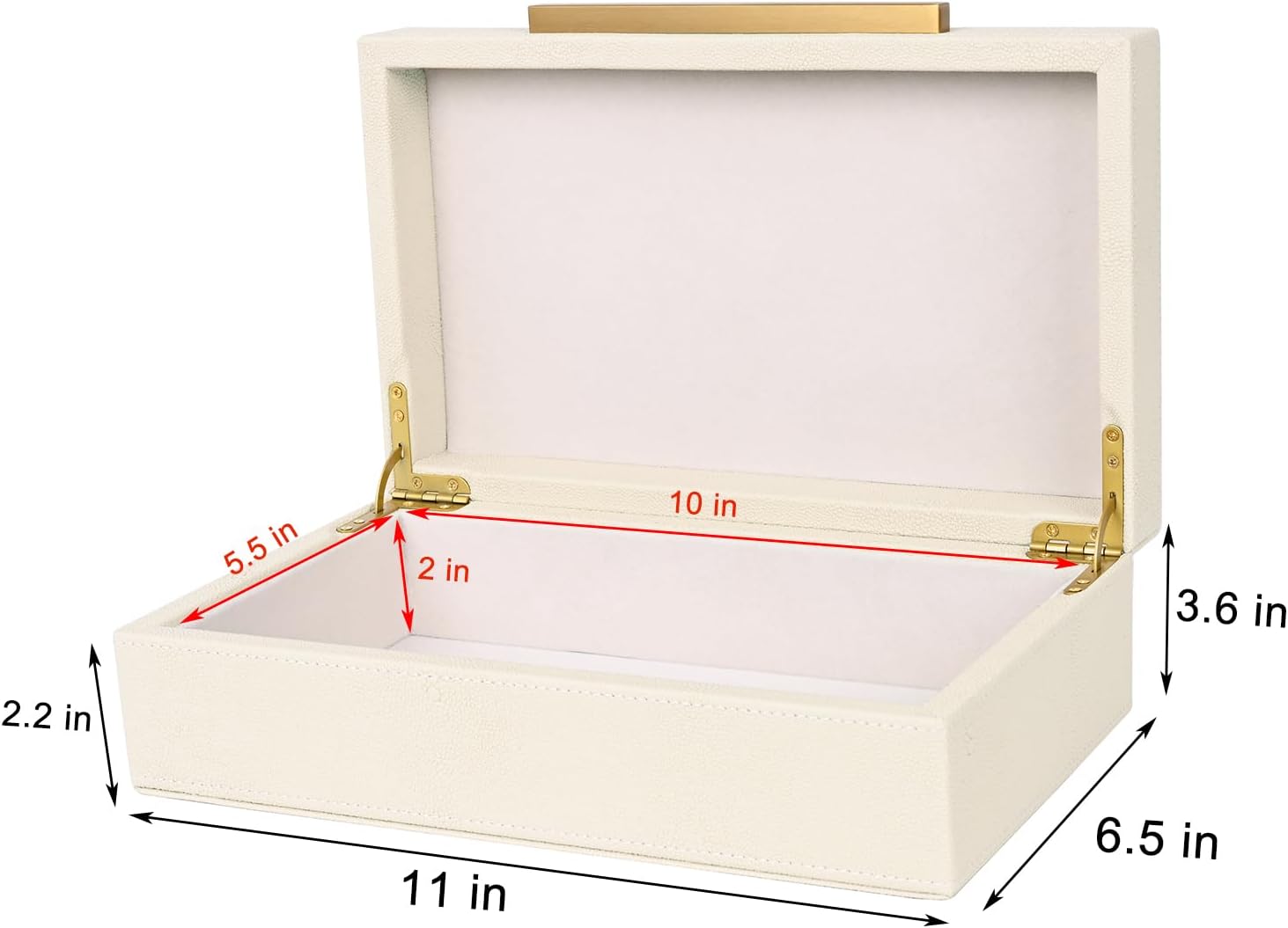 Beige Shagreen box Faux Leather Decorative Boxes / 11 In / Beige+gold Handles