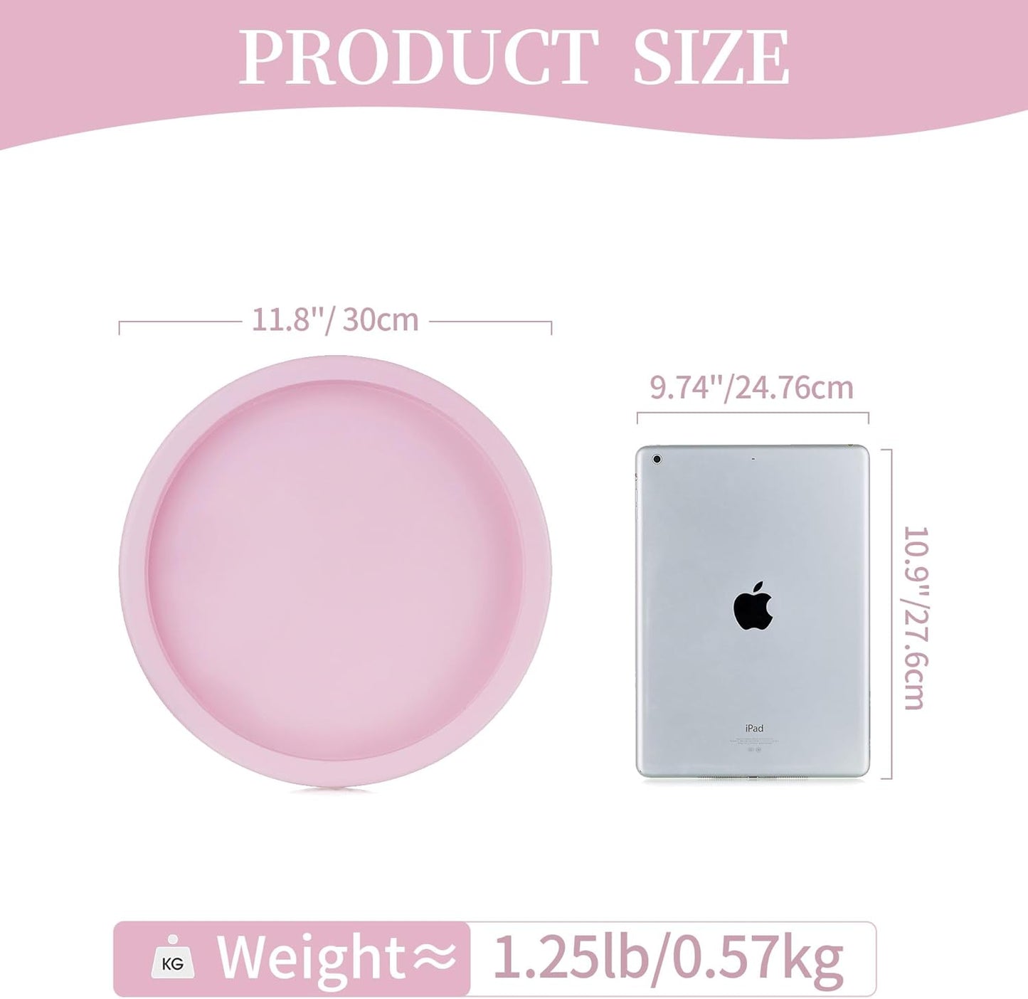 Tray Decorative Round / 11.8 / Pink