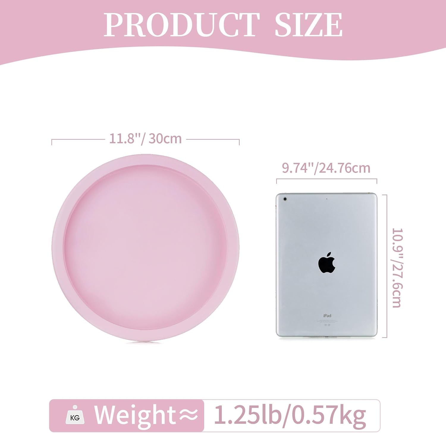 Tray Decorative Round / 11.8 / Pink