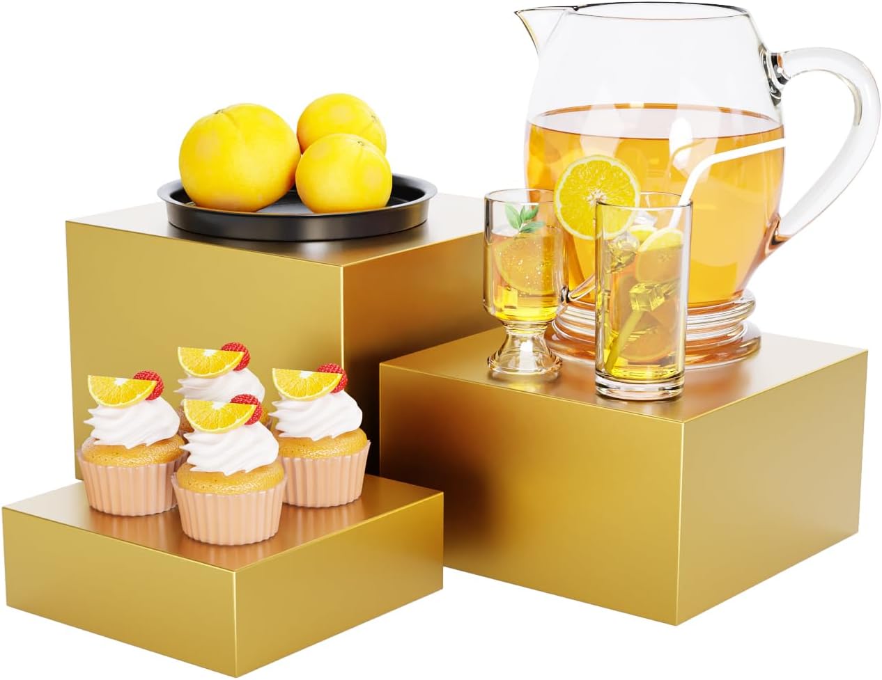 Metal Display Stands for Buffet Table / Gold / 1 Set