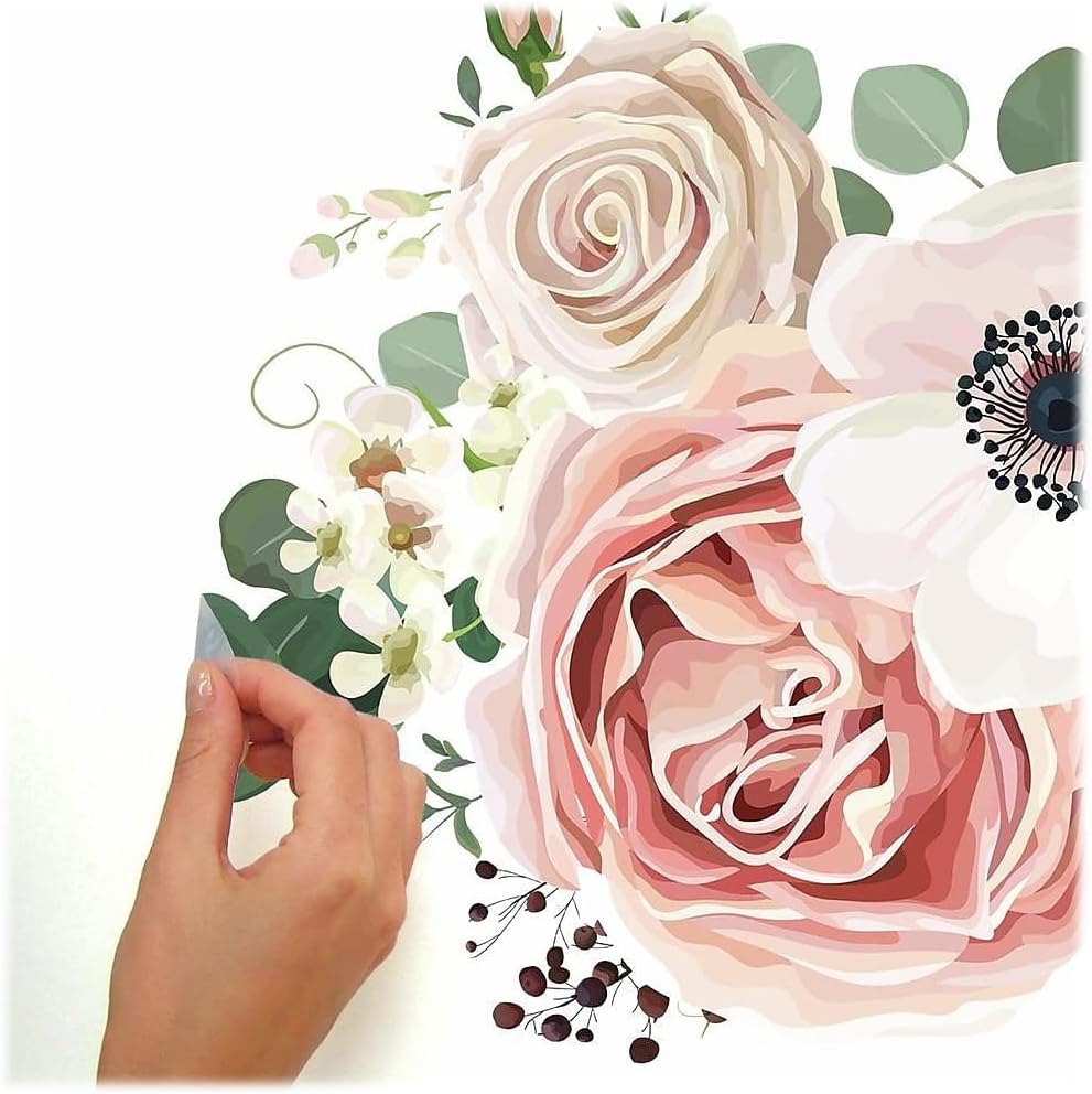 RMK3866GM Fresh Floral Peel and Stick Giant Wall Decals / 1 Count