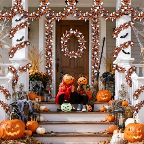 50FT Halloween Tinsel Garland with White Ghost Ornament