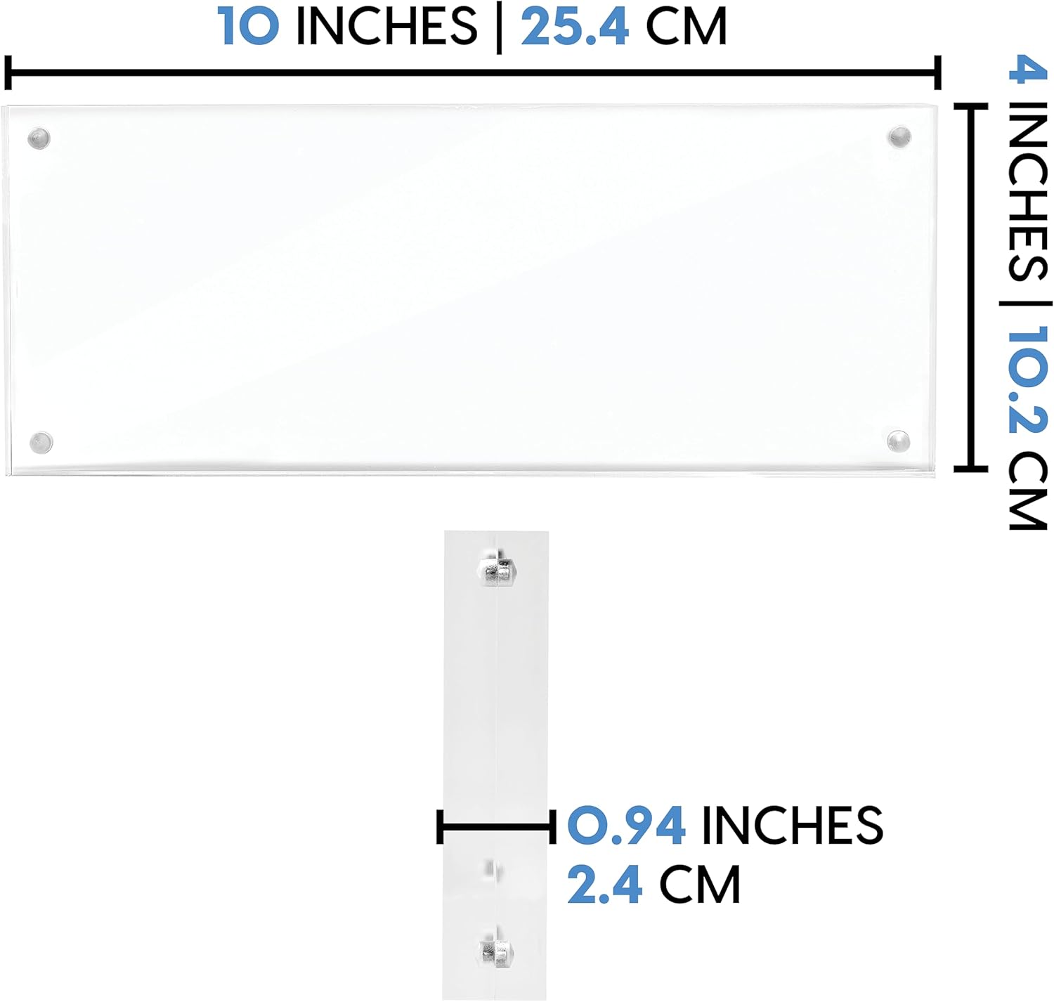 Mammoth DuraClear 4x10 Acrylic Frame - Frameless Panoramic Photo & License Display - Sleek, Modern Design for Elegant