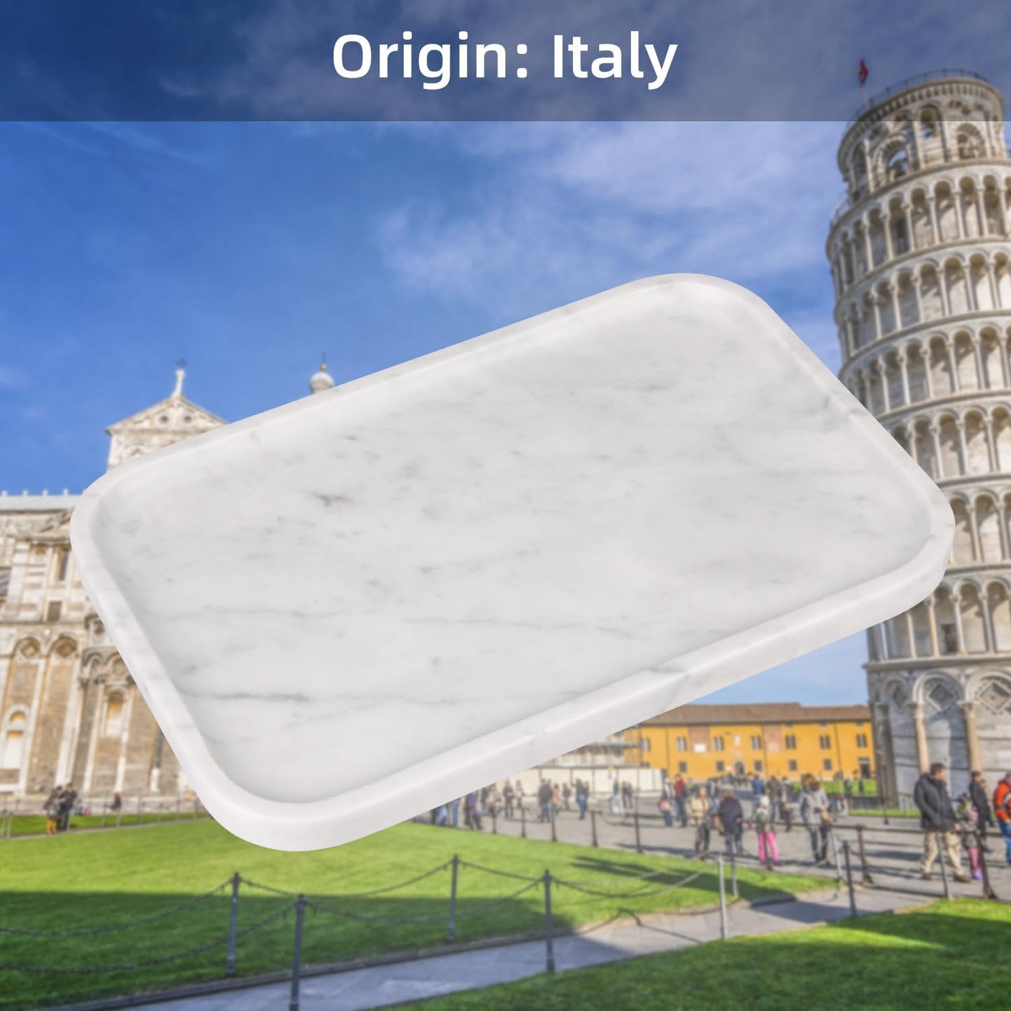 Marble Bathroom Vanity Tray / Carrara White L / 8 x 0.7 x 12