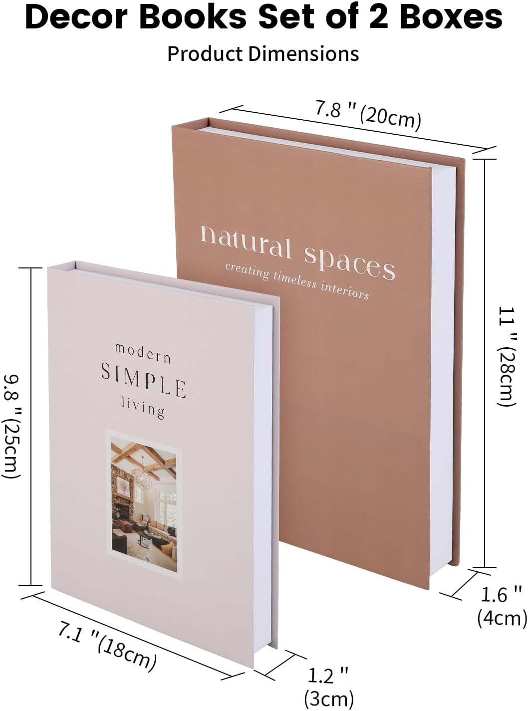 Faux Book Box / Neutral Tones / Set of 2