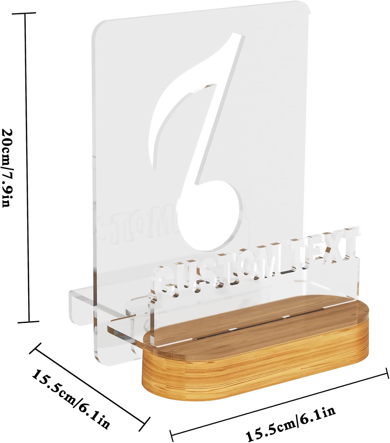 YuanDian Light up Personalised Vinyl Record Stand, Now Playing Customize Record Stand, Wooden Acrylic Holder for Vinyl